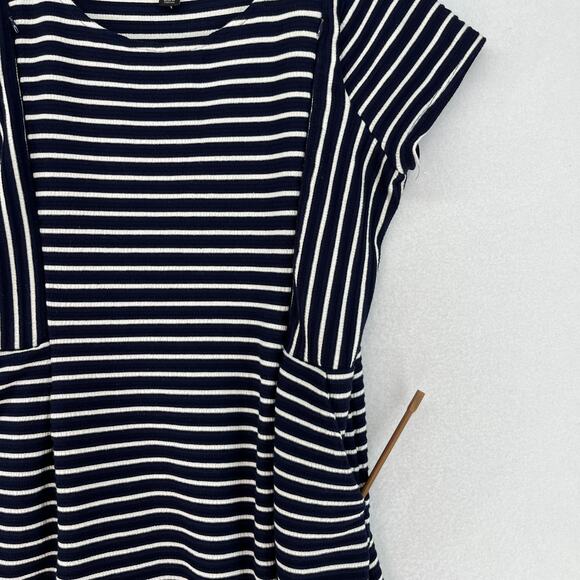 PEA IN THE POD Dress M Nursing Maternity Textured Striped Side Zip Shift Blue - Picture 10 of 16